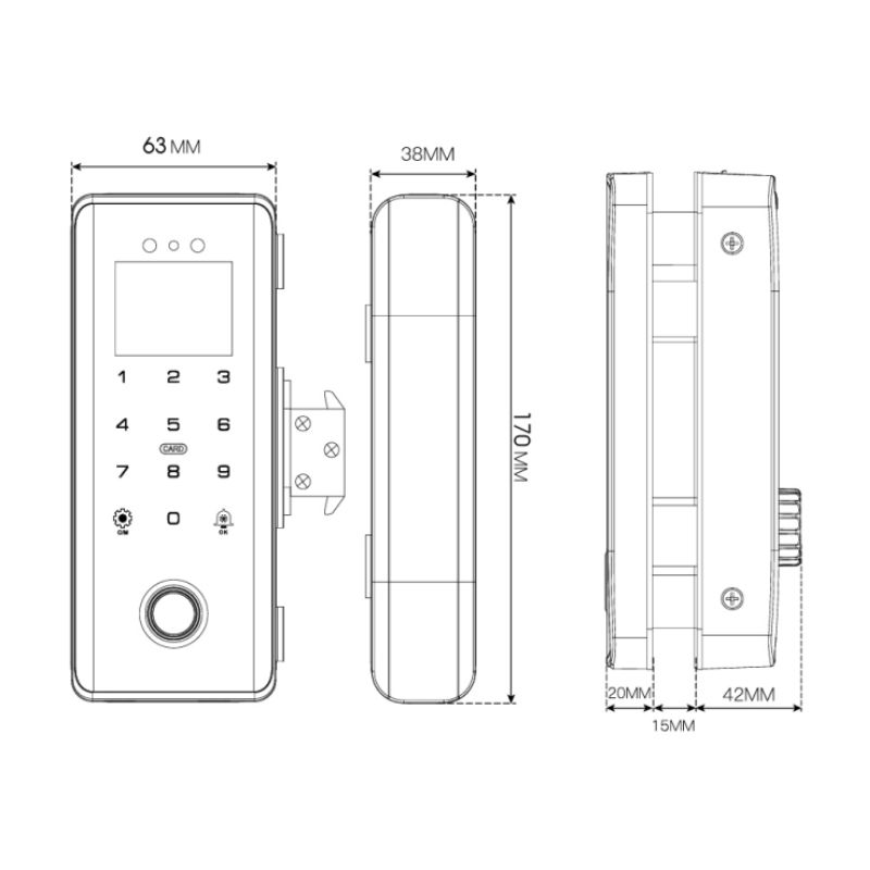 Kích thước khóa thông minh (App wifi) Demax SL900 G-SD
