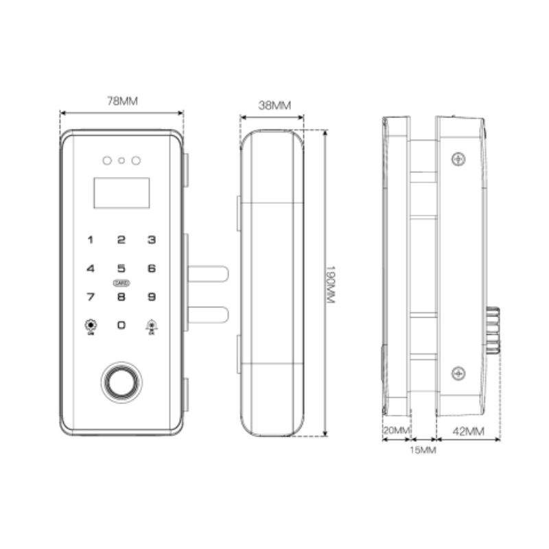 Kích thước khóa thông minh (Remote + App wifi) Demax SL900 G
